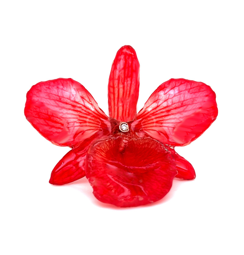 Spilla argento e zirconi orchidea vera