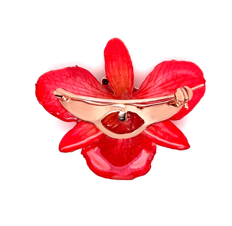 Spilla Orchidea vera in Argento 925 con Zirconi <br><h6>MOD. 21</h6> - immagine 2