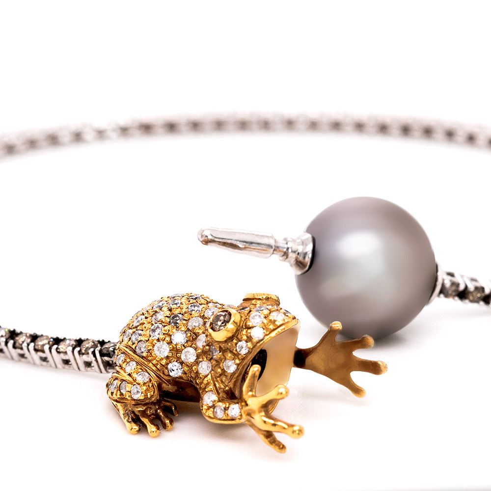 Bracciale Tennis Rana con Pietre preziose e Perla <br><h6>MOD. TENNIS RANA P</h6> - immagine 3