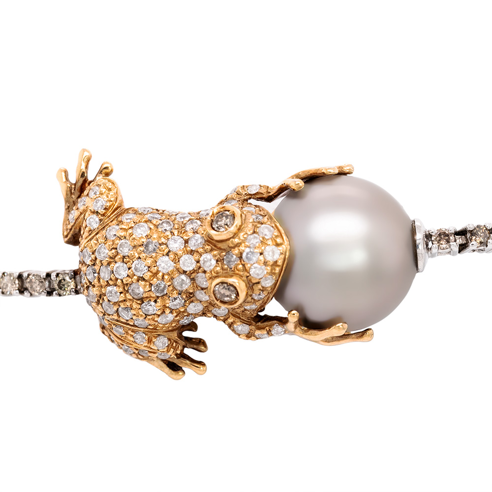 Bracciale Tennis Rana con Pietre preziose e Perla <br><h6>MOD. TENNIS RANA P</h6> - immagine 2