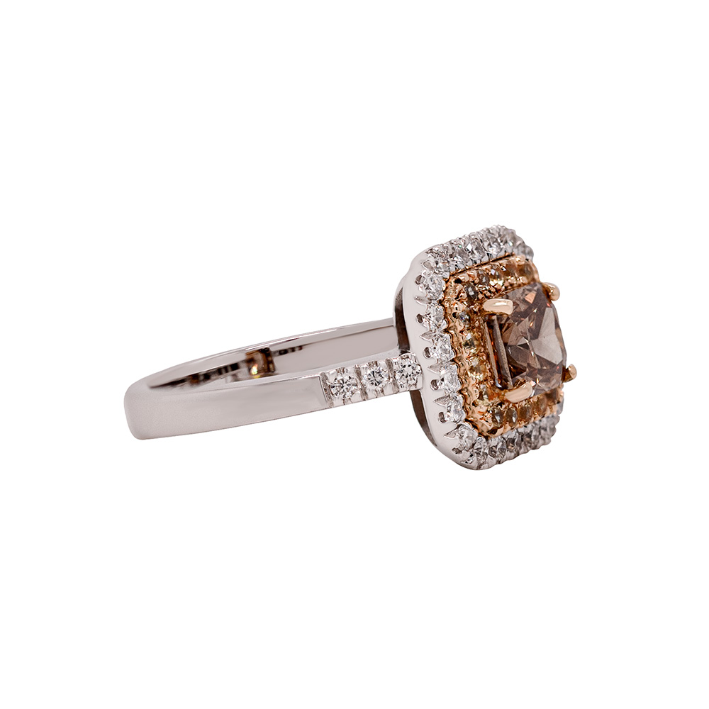 Anello in oro con diamanti, zaffiri gialli e brillante centrale <br><h6>ANF-441</h6> - immagine 2