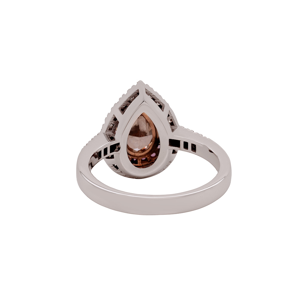 Anello in oro con zaffiri rosa, diamante centrale e diamanti laterali <br><h6>ANF-440</h6> - immagine 3