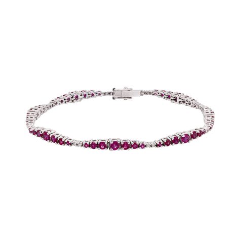 Bracciale in oro 18 carati, con diamanti 0,14 e rubini carati 3,70