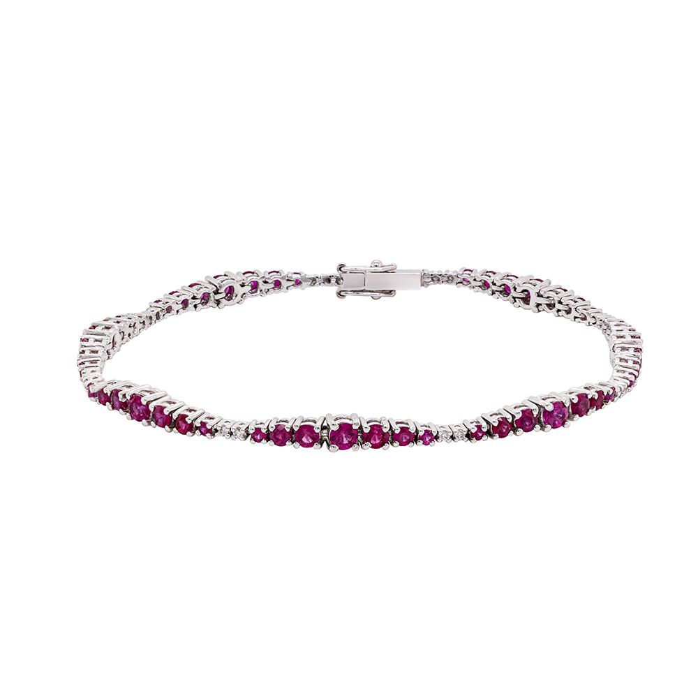 Bracciale in oro 18 carati, con diamanti 0,14 e rubini carati 3,70