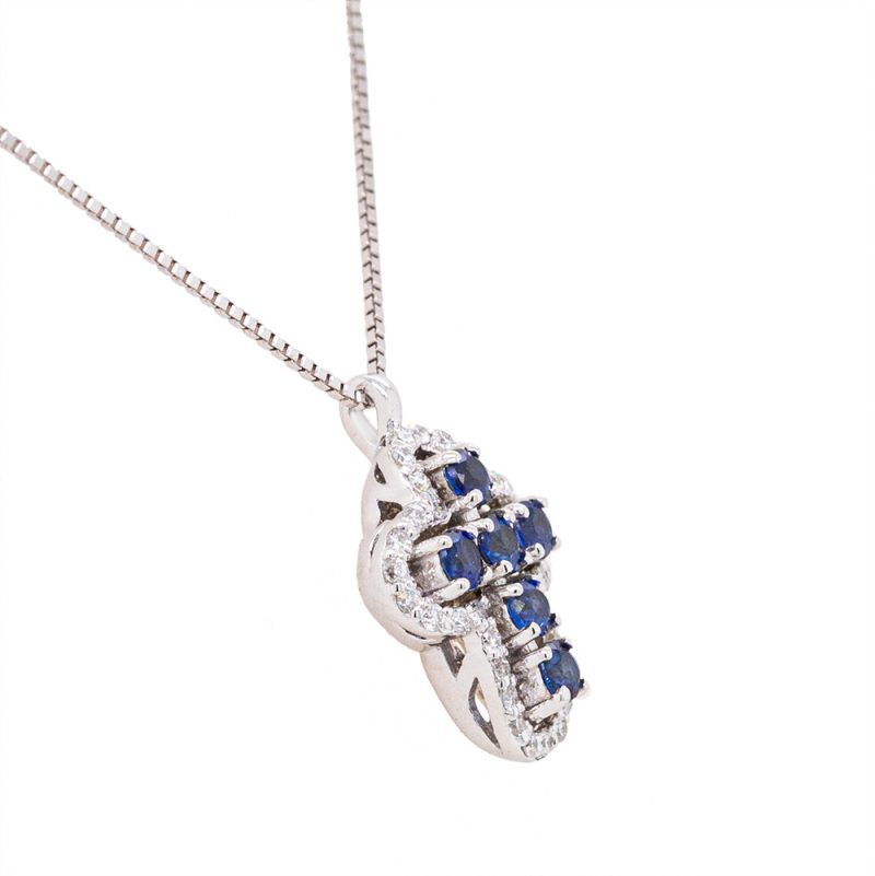 Croce in Oro con Diamanti e Zaffiri <br><h6>CRO-306- P</h6> - immagine 2