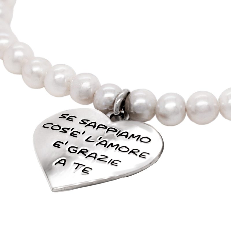 Bracciale di Perle con Charm in Argento e incisione personalizzabile - immagine 2