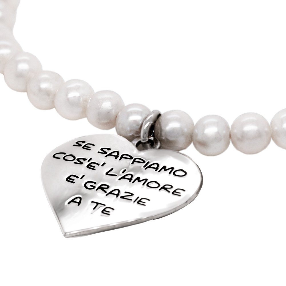 Bracciale di Perle con Charm in Argento e incisione personalizzabile - immagine 2