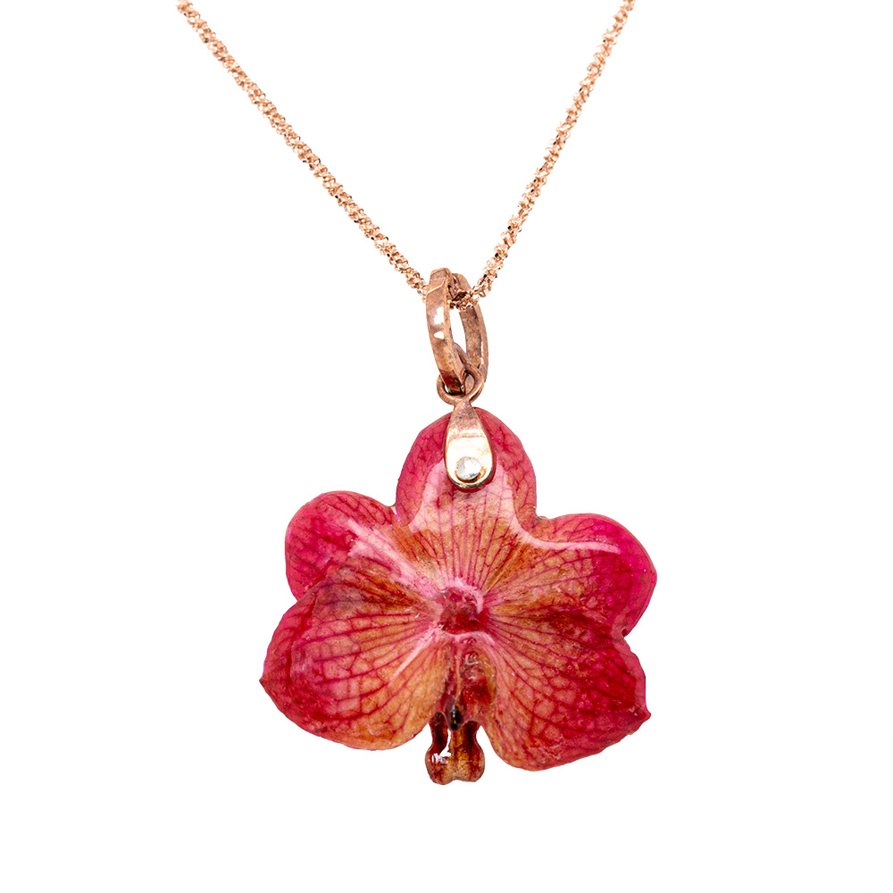 Collana Orchidea vera con Farfalla in Argento e Zirconi <br><h6>MOD. 274-C</h6> - immagine 2