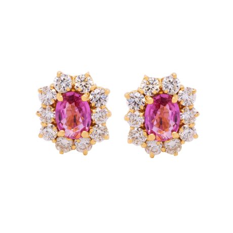 Orecchini in oro con diamanti e zaffiri rosa