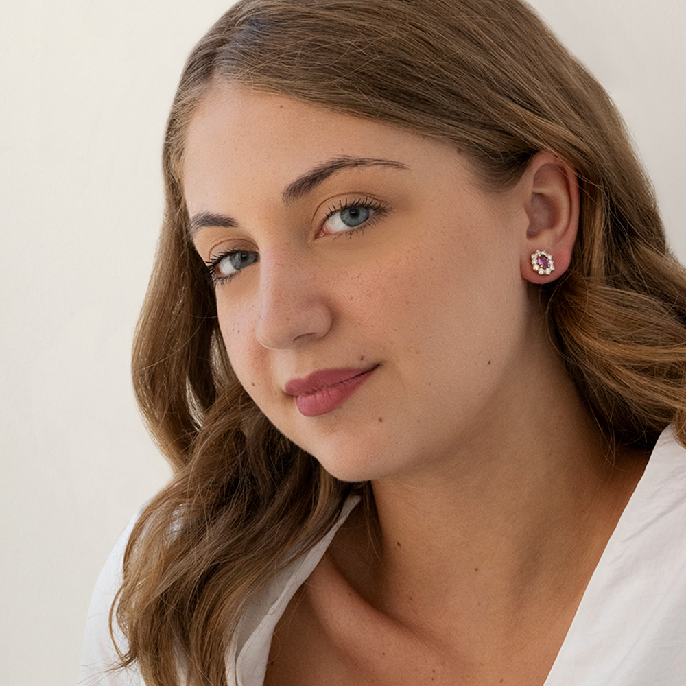 Orecchini in oro con diamanti e zaffiri rosa <br><h6>ORFA-239</h6> - immagine 6