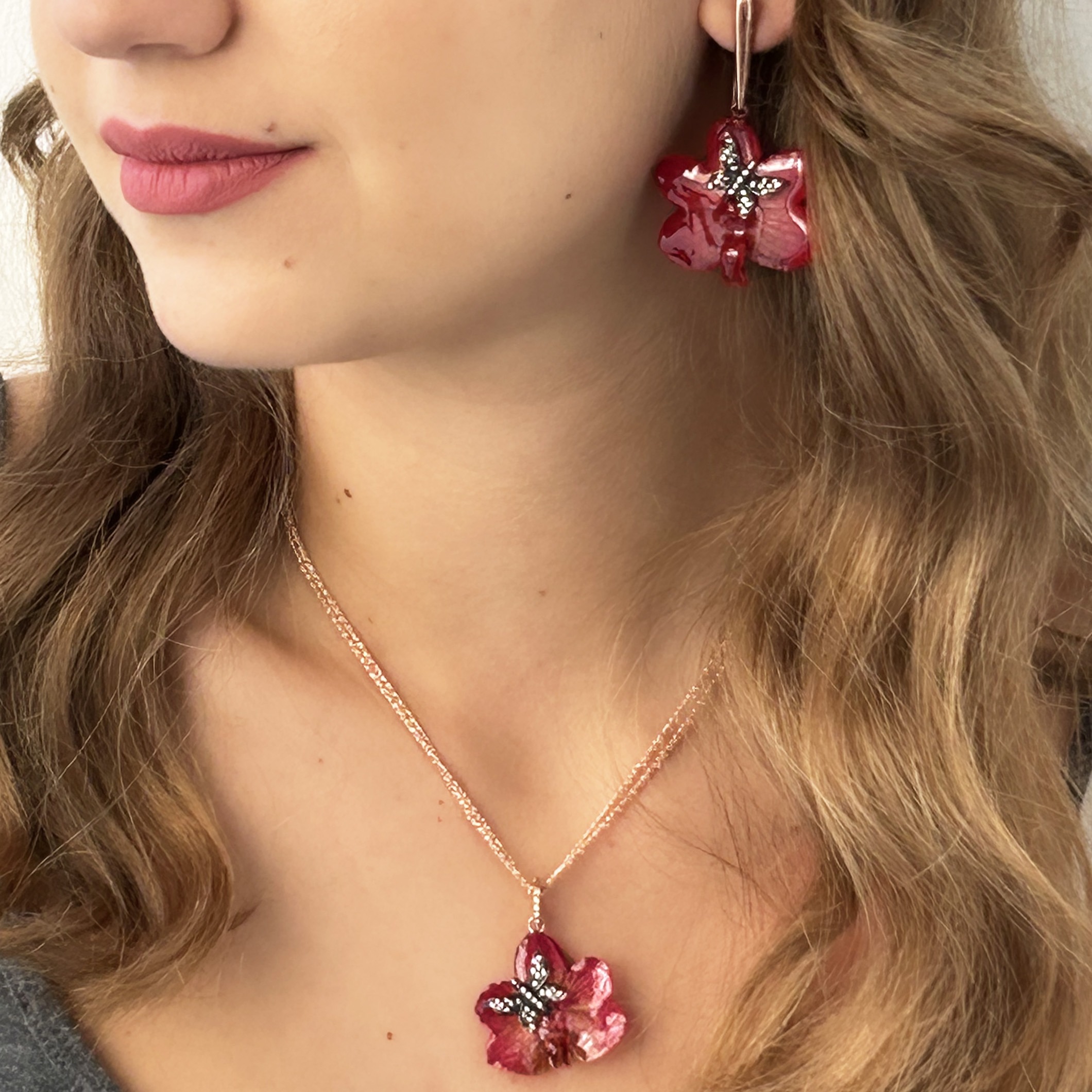 Collana Orchidea vera con Farfalla in Argento e Zirconi <br><h6>MOD. 274-C</h6> - immagine 3