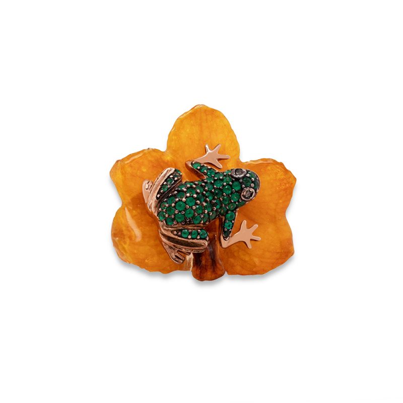 Anello Rana in Argento con Zirconi e Orchidea vera  <br><h6>MOD. 272 AN R</h6> - immagine 6