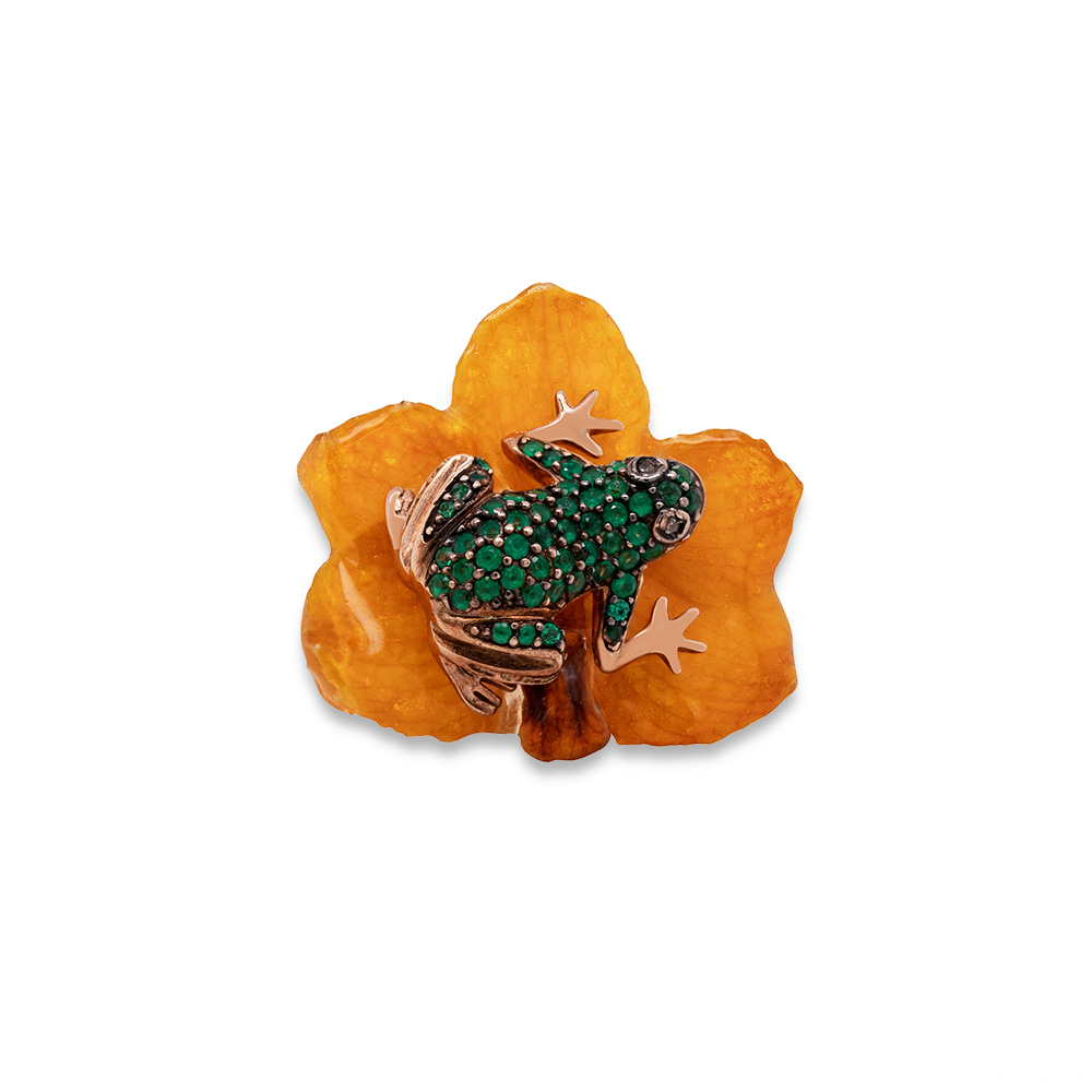 Anello Rana in Argento con Zirconi e Orchidea vera  <br><h6>MOD. 272 AN R</h6> - immagine 6