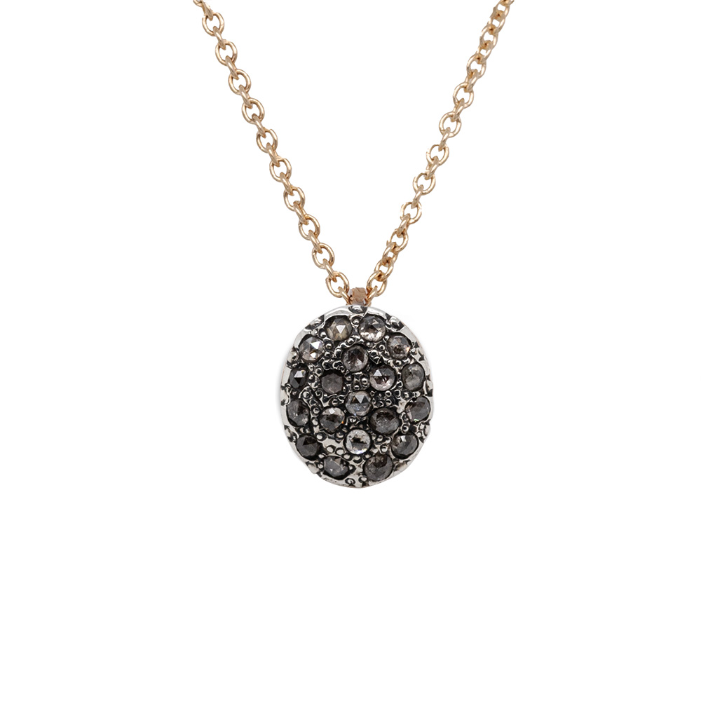 Pendente in oro carati 9 e Argento 925 con rose coronè carati 0,26