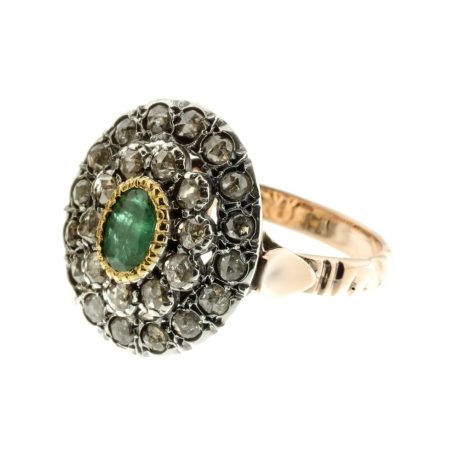 anello in oro argento rose coronè e smeraldo