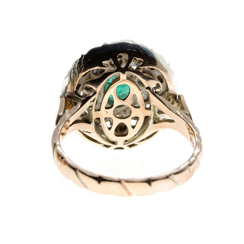 anello in oro argento rose coronè e smeraldo