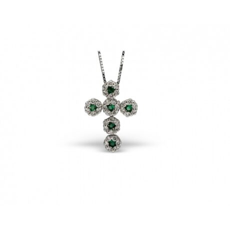 croce verde con brillanti smeraldi