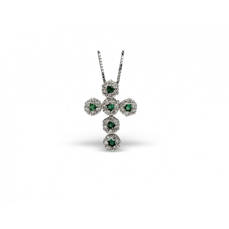 croce verde con brillanti smeraldi