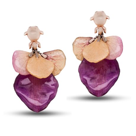 Orecchini con Pesce in Argento e Petali veri<br><h6>MOD.PESCE LISCIO</h6>