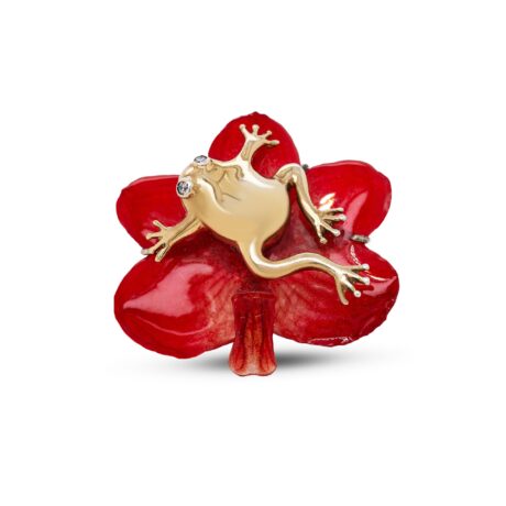 Anello Orchidea vera e rana in argento 925 e zirconi MOD.280A.RAN.J.L.