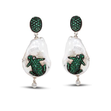 Argento Bianco 925, Perla e Zirconi verdi