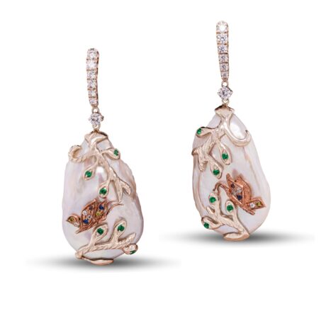 Orecchini in Argento 925 con Perla coltivata e Zirconi