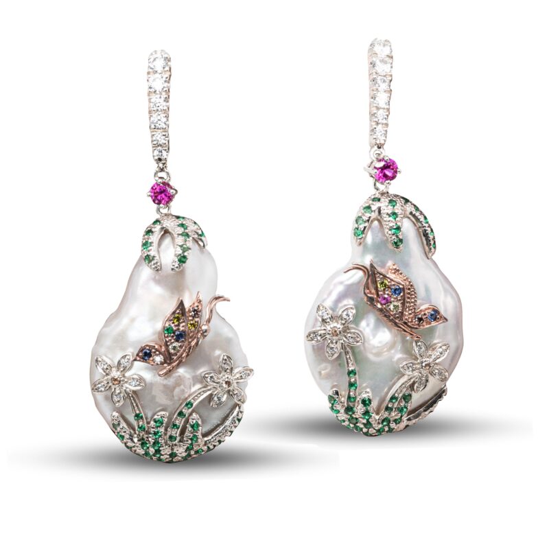 Orecchini in Argento 925 con Perle coltivate e Zirconi