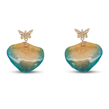 Orecchini petali veri e farfalla in argento 925