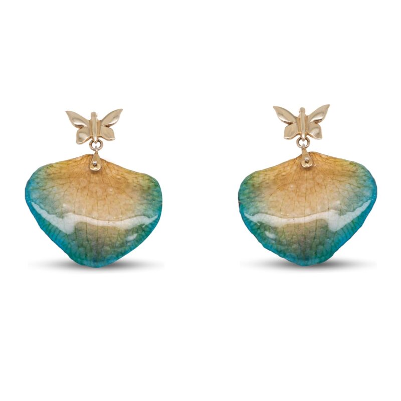 Orecchini petali veri e farfalla in argento 925