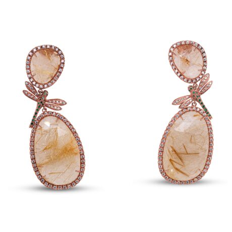 Orecchini in Argento Libellule con Zirconi e Giada