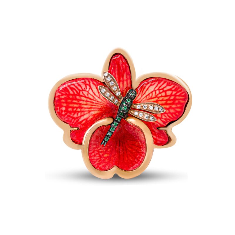 Spilla In argento 925, Libellula con zirconi bianchi e verdi