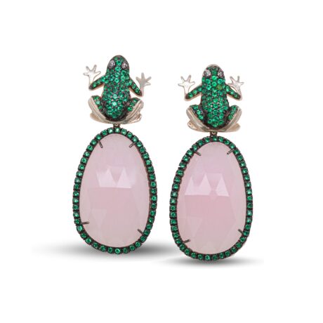 Orecchini Rana in Argento con Zirconi e Pietra Giada<br><h6>MOD.279OR.R.</h6>