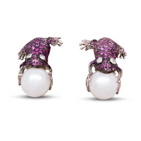 Orecchini rana in argent ozirconi e perla