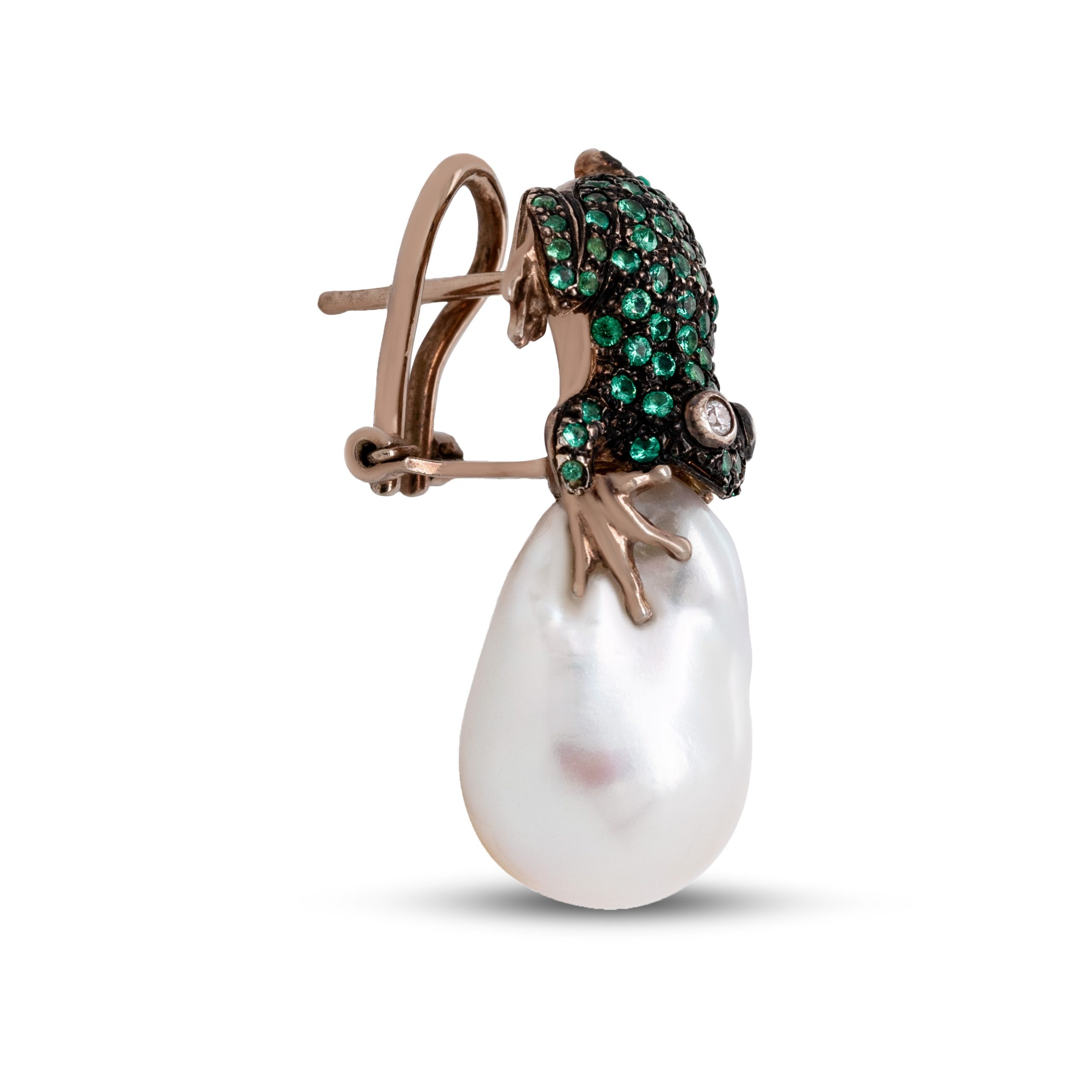 Orecchini Rana in Argento con Zirconi e Perla <br><h6>MOD.314 RANA PE</h6> - immagine 2