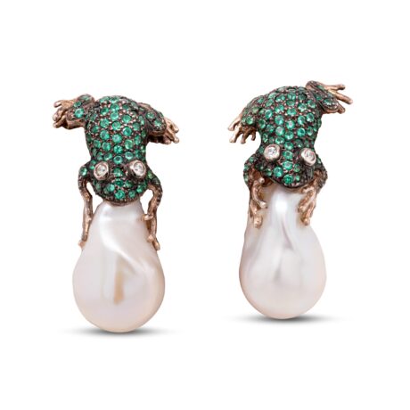 Orecchini rana in argent ozirconi e perla