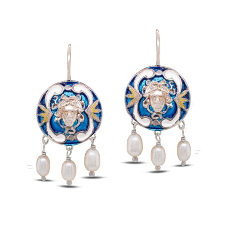 Orecchini in argento 925 smaltati e montati con perle.