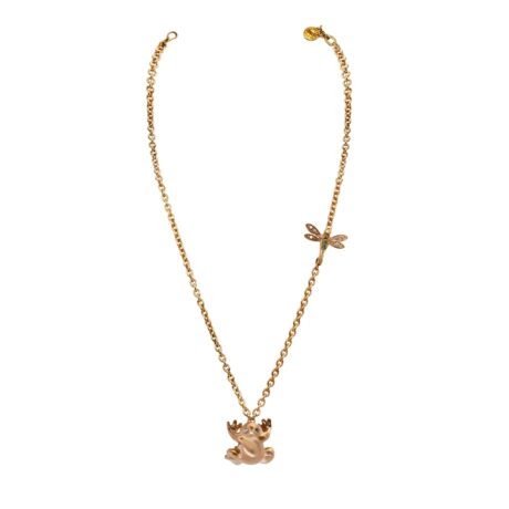 Collana Rana e Libellula in Argento Giallo 925.