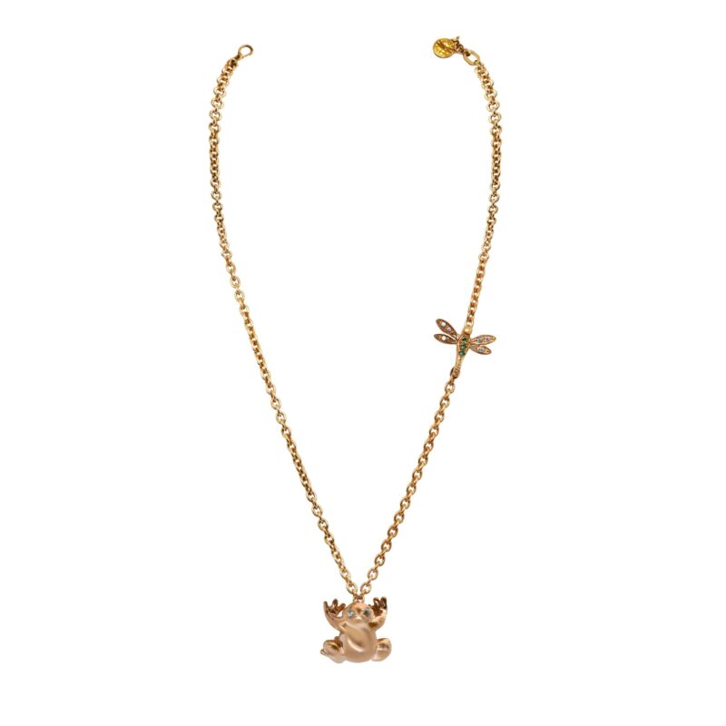 Collana Rana e Libellula in Argento Giallo 925.