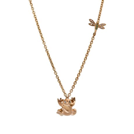 Collana Rana e Libellula in Argento Giallo 925.