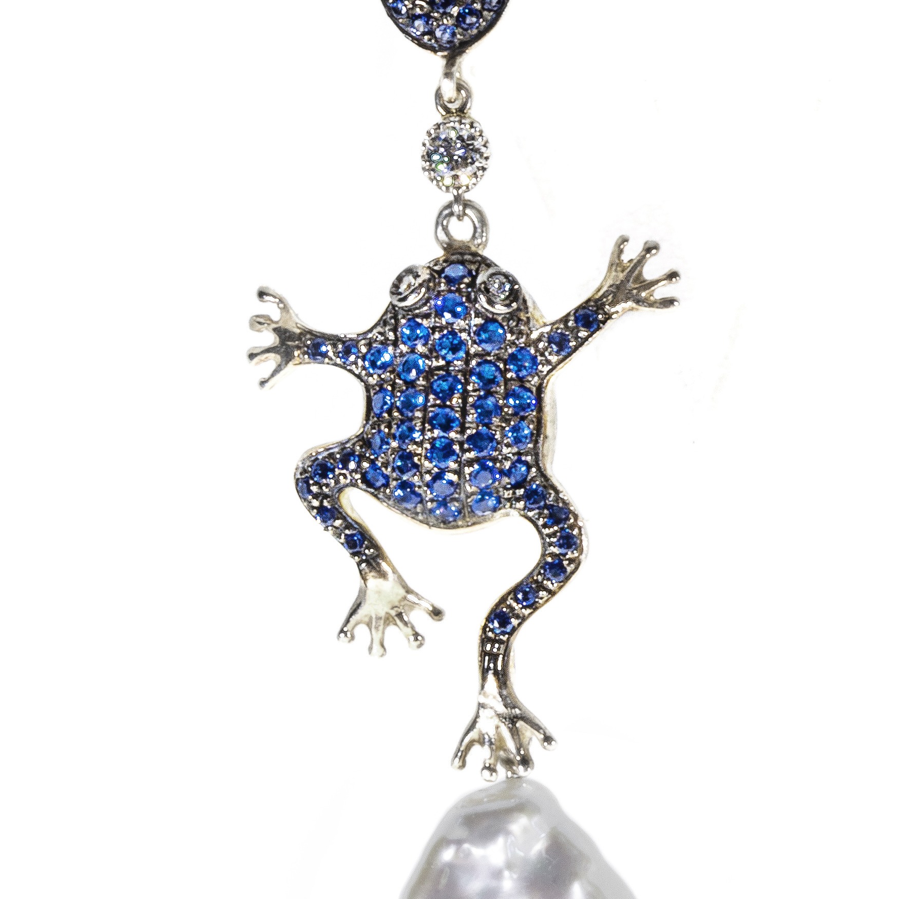 Orecchini Rana in Argento con Zirconi e Perle coltivate<br><h6>MOD.253OR.R.J.TOP</h6> - immagine 3
