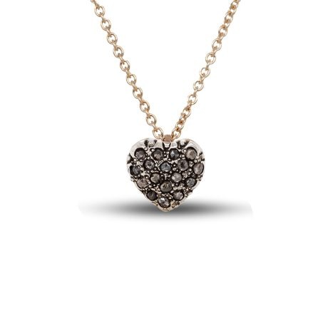 Pendente in Oro 9 carati e Argento 925 incastonato con Diamanti Rose coroné 0,10 carati.