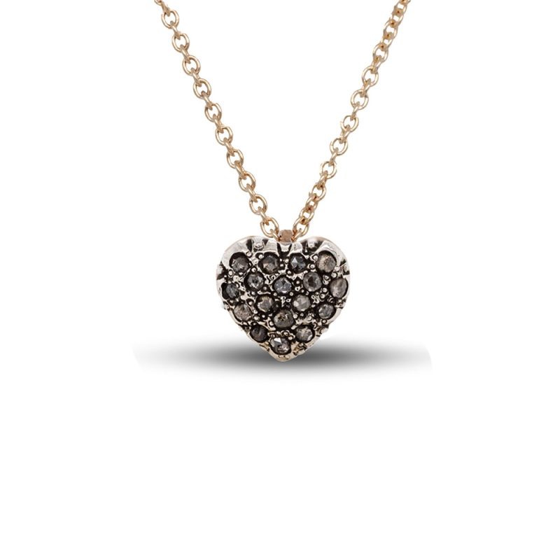 Pendente in Oro 9 carati e Argento 925 incastonato con Diamanti Rose coroné 0,10 carati.