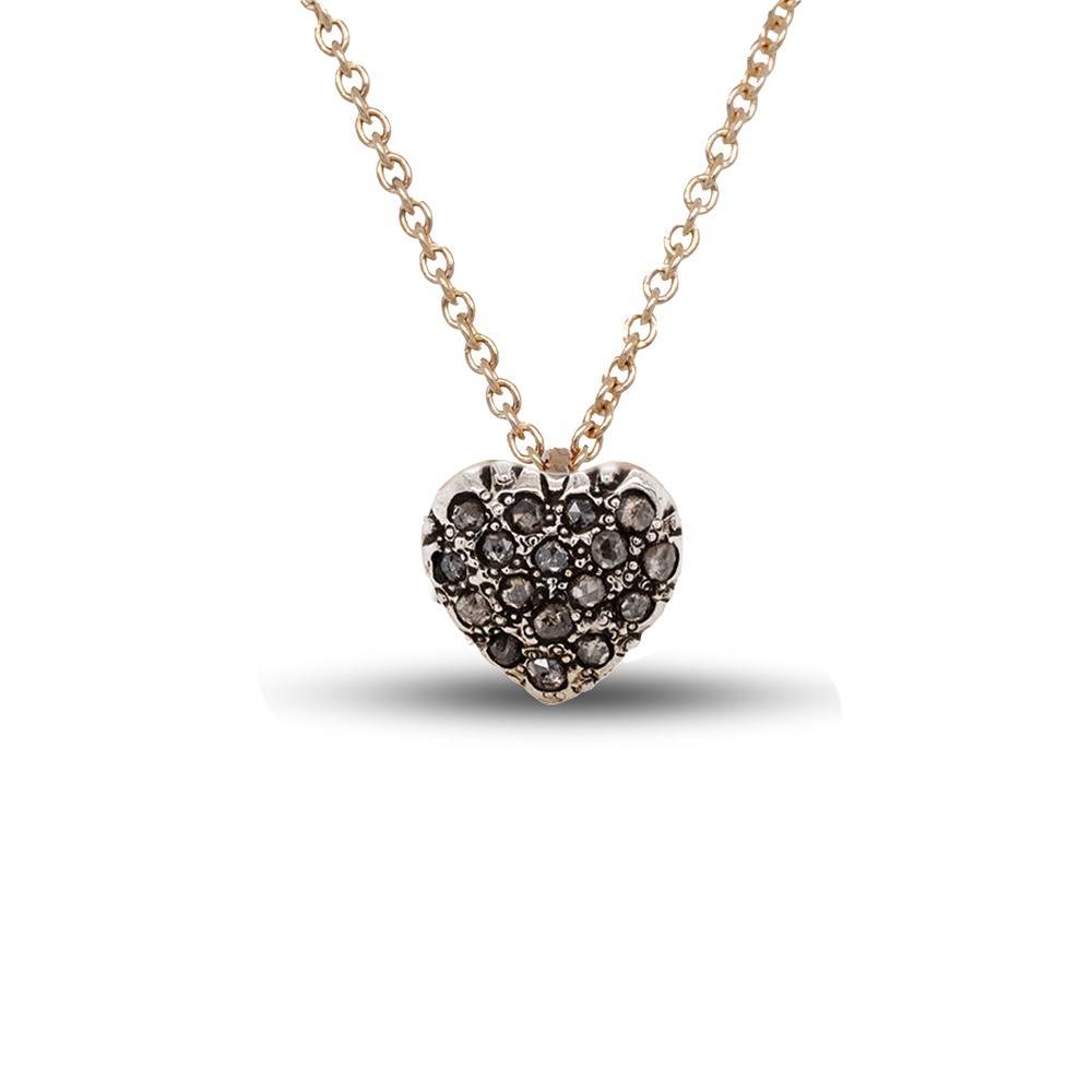 Pendente in Oro 9 carati e Argento 925 incastonato con Diamanti Rose coroné 0,10 carati.