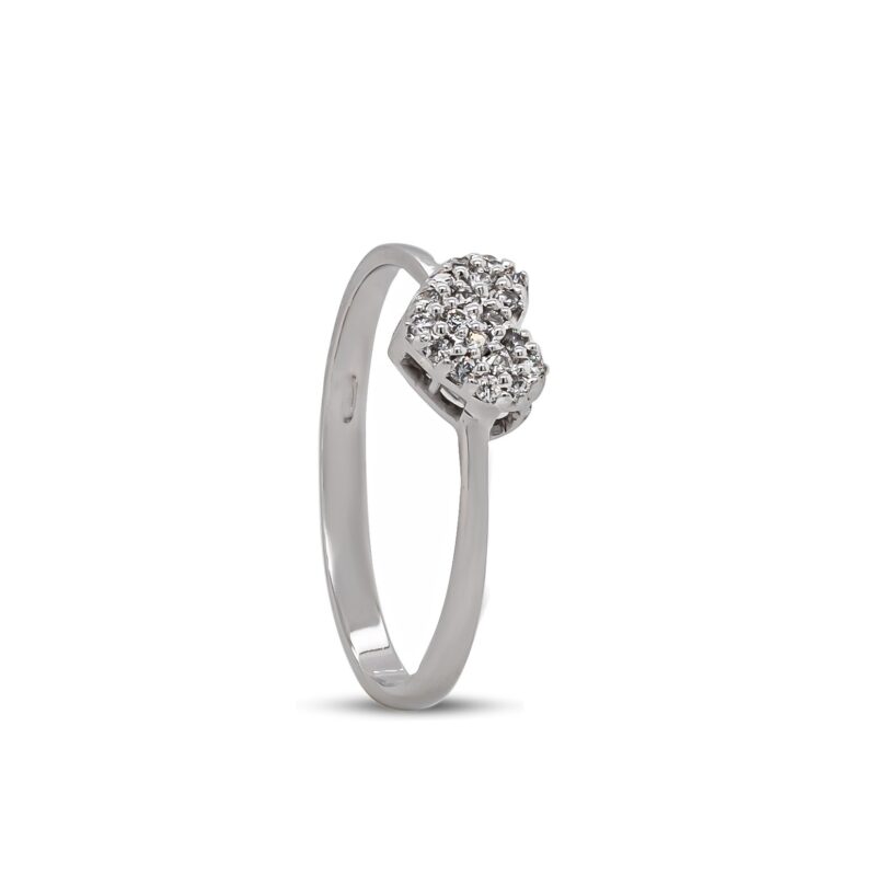 Anello Cuore in Oro bianco 18 carati e Diamanti 0,08 carati.