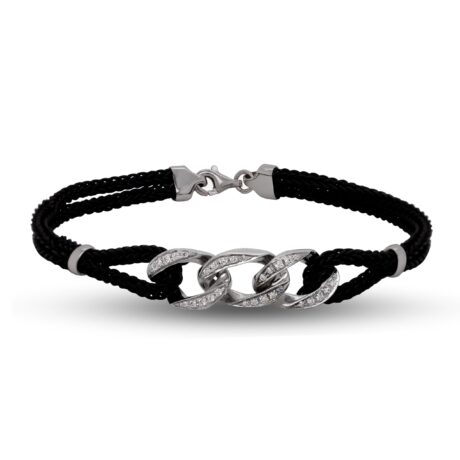 Bracciale Oro 18 carati in caucciù, incastonato con Diamanti 0,24 carati BR MAN-002