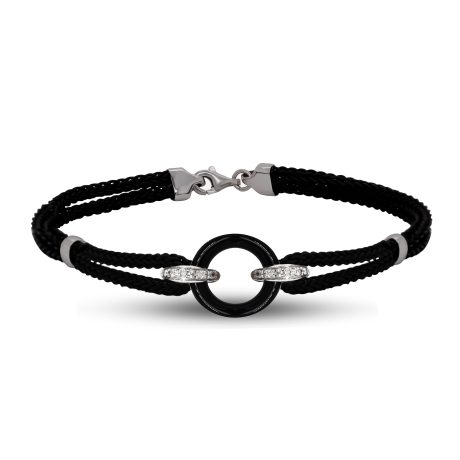 Bracciale in Oro Bianco 18 carati in caucciù, incastonato con Diamanti 0,05 carati BR MAN-003