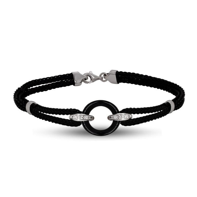 Bracciale in Oro Bianco 18 carati in caucciù, incastonato con Diamanti 0,05 carati BR MAN-003