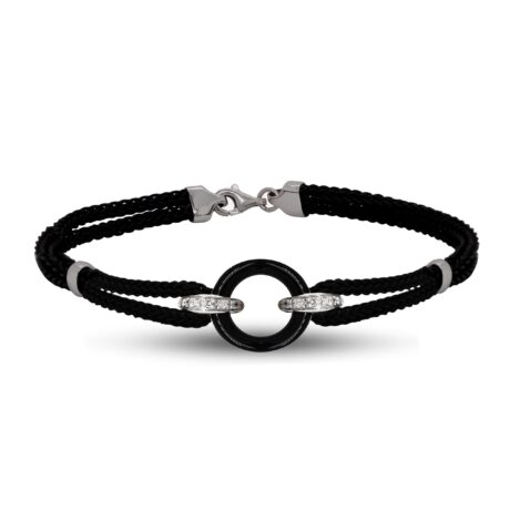 Bracciale in Oro Bianco 18 carati in caucciù, incastonato con Diamanti 0,05 carati BR MAN-003