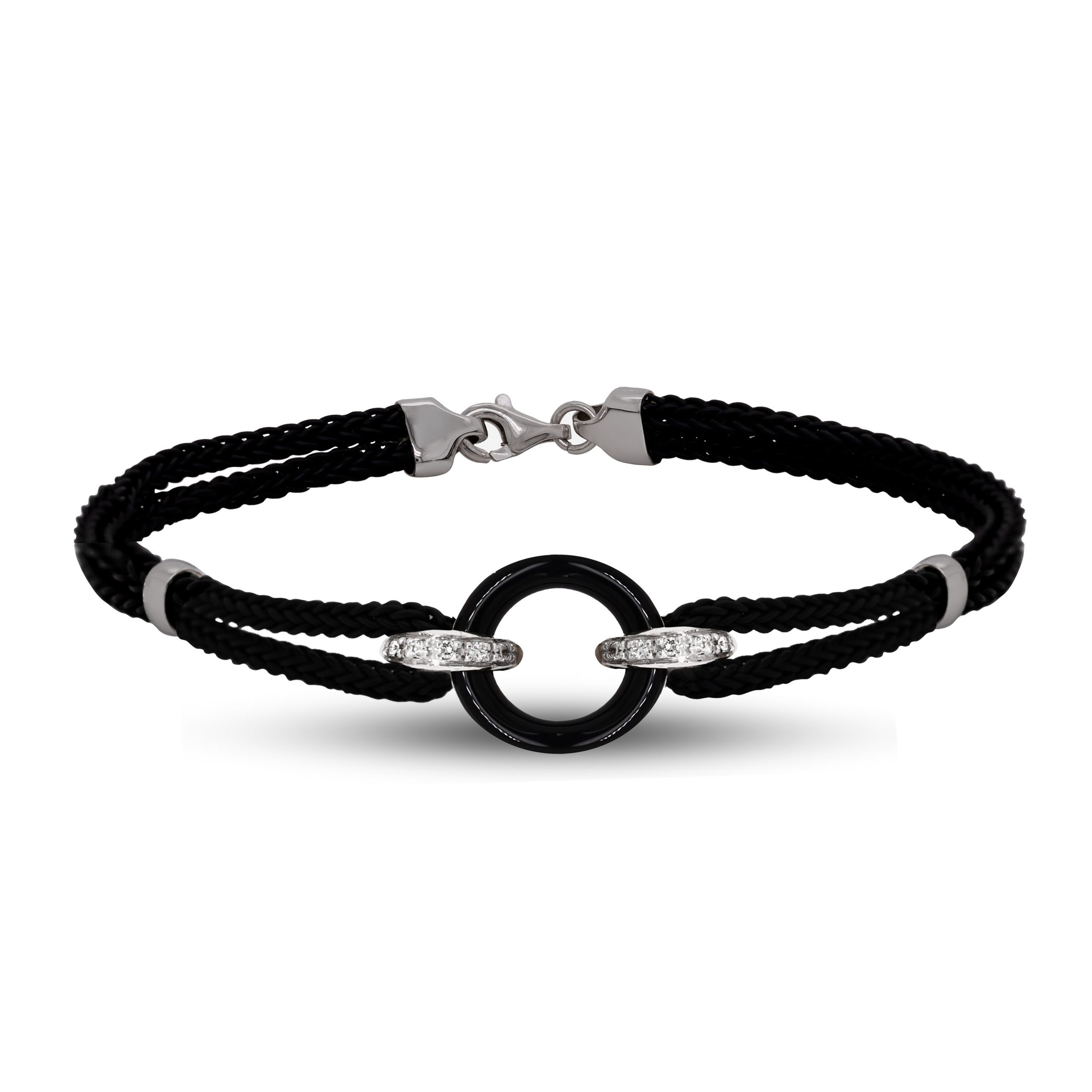 Bracciale in Oro Bianco 18 carati in caucciù, incastonato con Diamanti 0,05 carati BR MAN-003