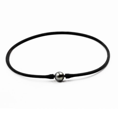 Collana uomo in Caucciù con Perla Thaiti.